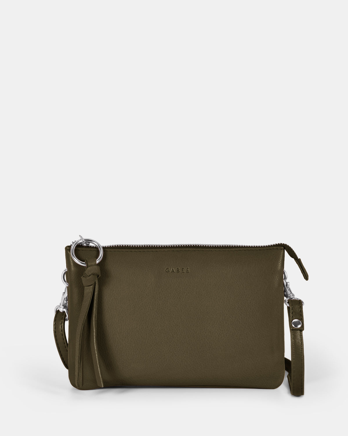 Lily Double Zip Compartment Soft Leather Crossbody Bag - Olive