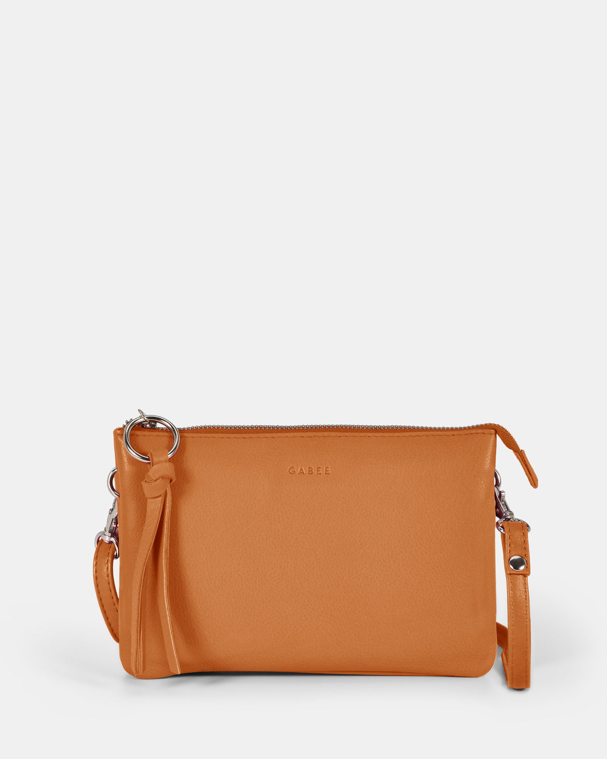 Lily Double Zip Compartment Soft Leather Crossbody Bag - Tan