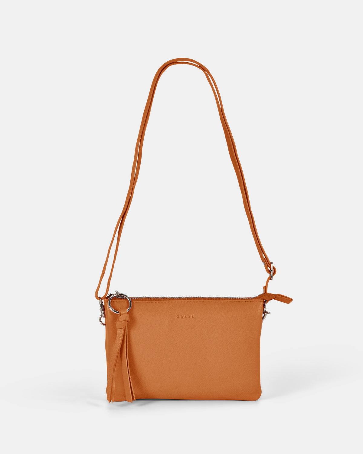 Lily Double Zip Compartment Soft Leather Crossbody Bag - Tan