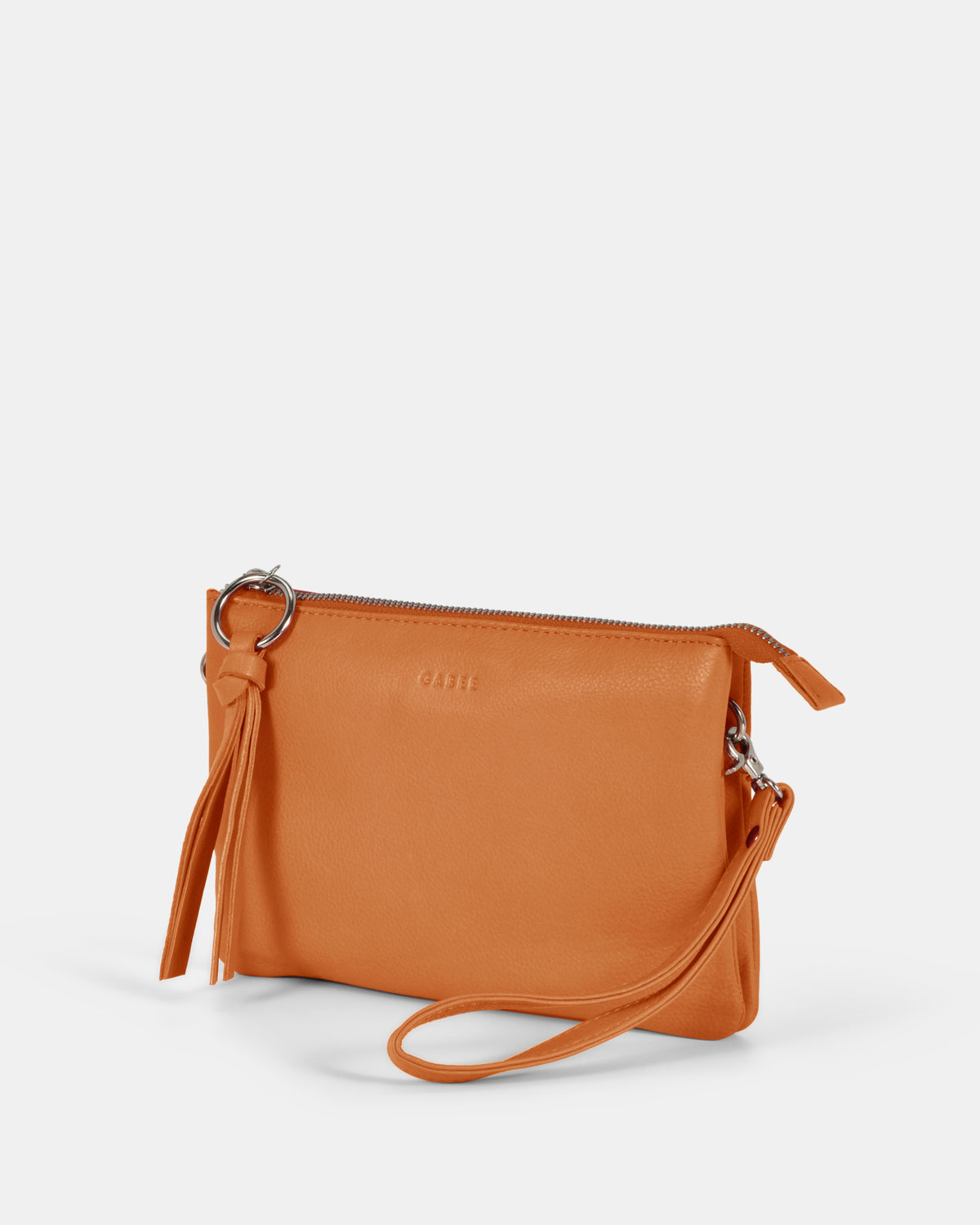 Lily Double Zip Compartment Soft Leather Crossbody Bag - Tan