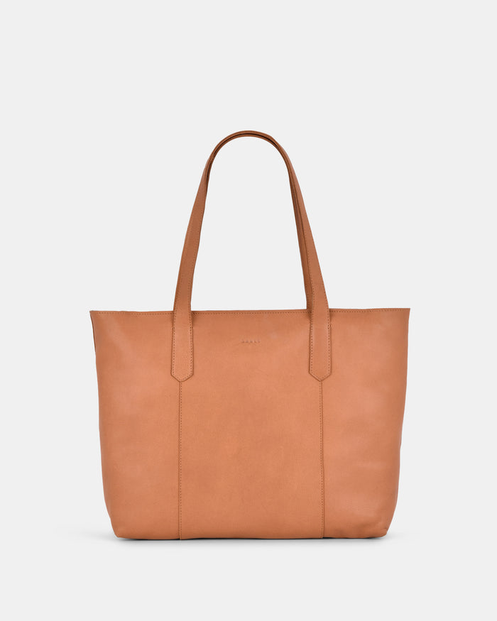 Genine Leather Tote Bag - Tan