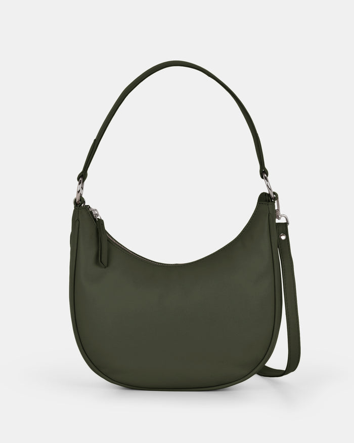 Tessa Leather Shoulder Bag - Olive