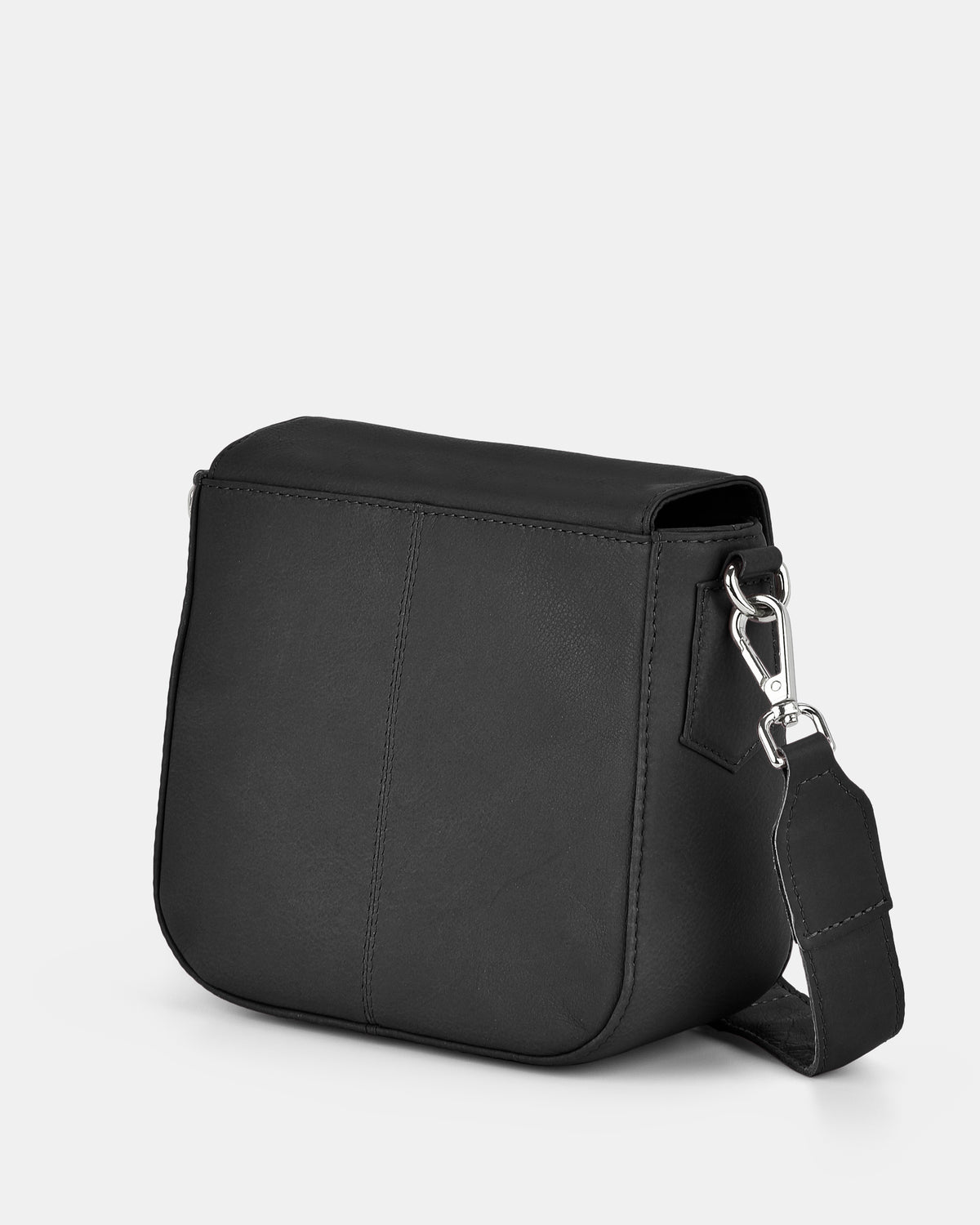 Charlotte Leather Turnlock Closure Crossbody Bag - Black