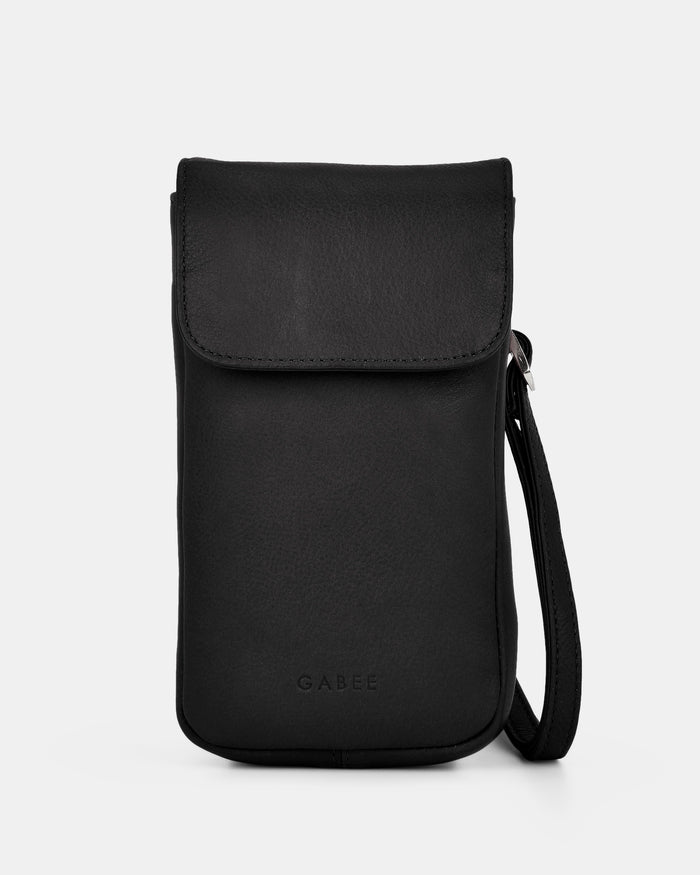 Allison Leather Mini Crossbody Phone Bag - Black
