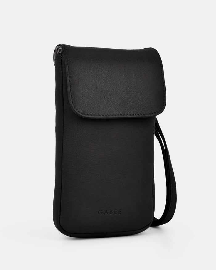 Allison Leather Mini Crossbody Phone Bag - Black