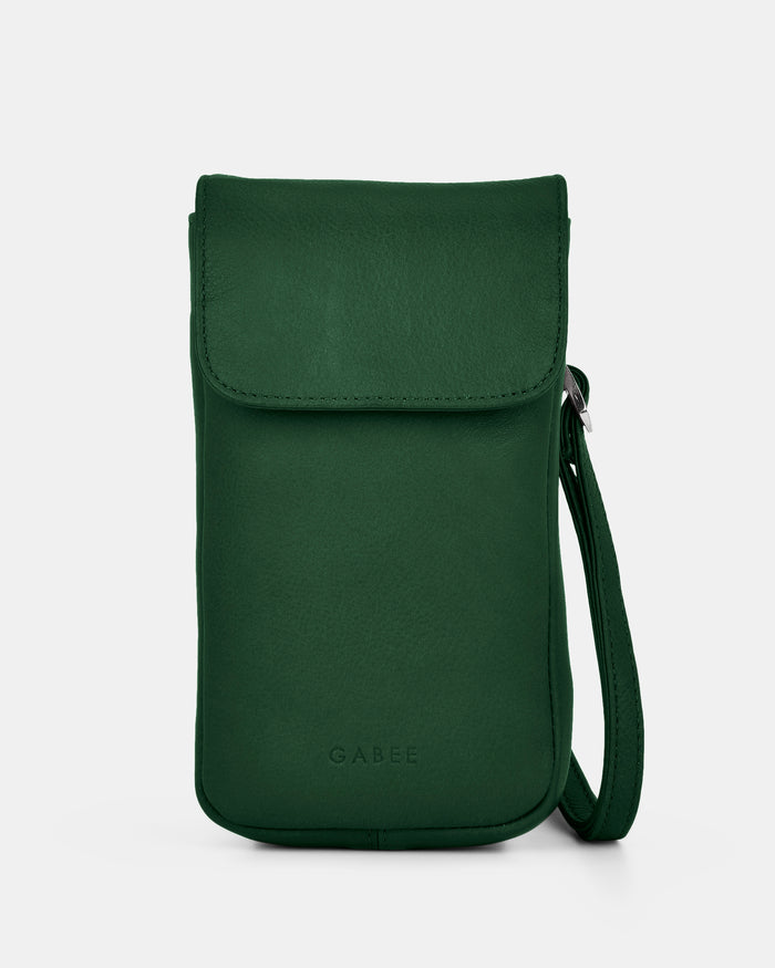 Allison Leather Mini Crossbody Phone Bag - Forest