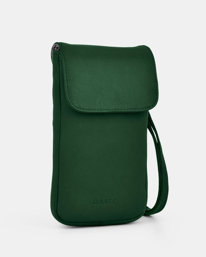 Allison Leather Mini Crossbody Phone Bag - Forest