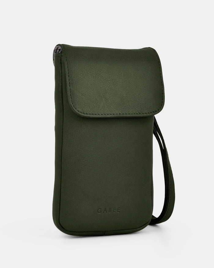 Allison Leather Mini Crossbody Phone Bag - Olive