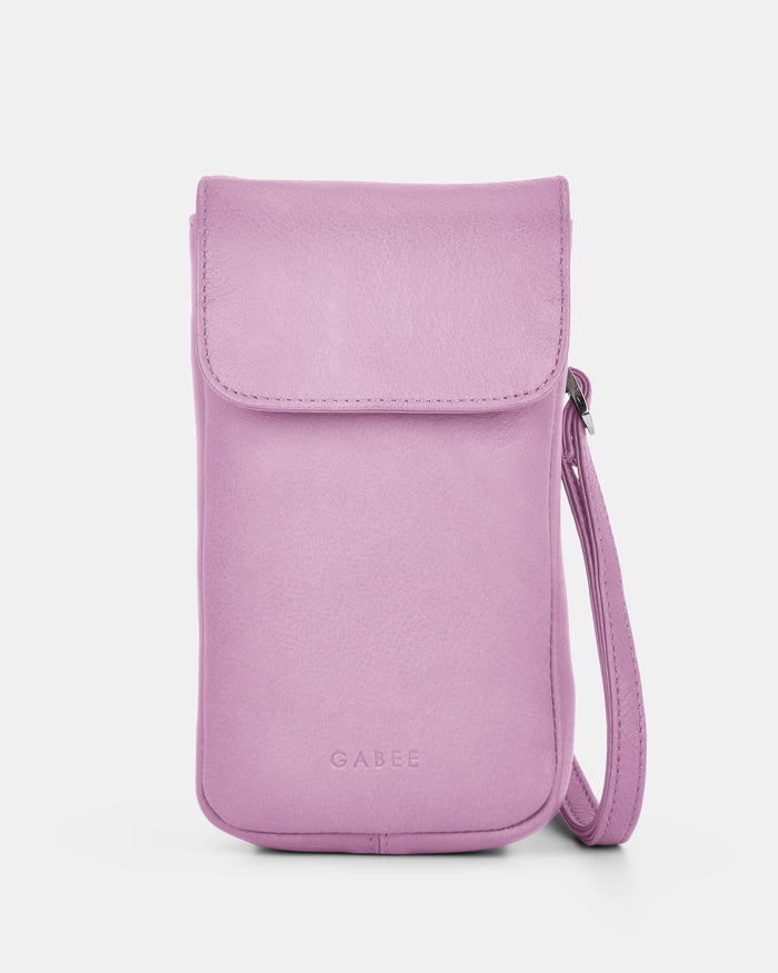 Allison Leather Mini Crossbody Phone Bag - Pink