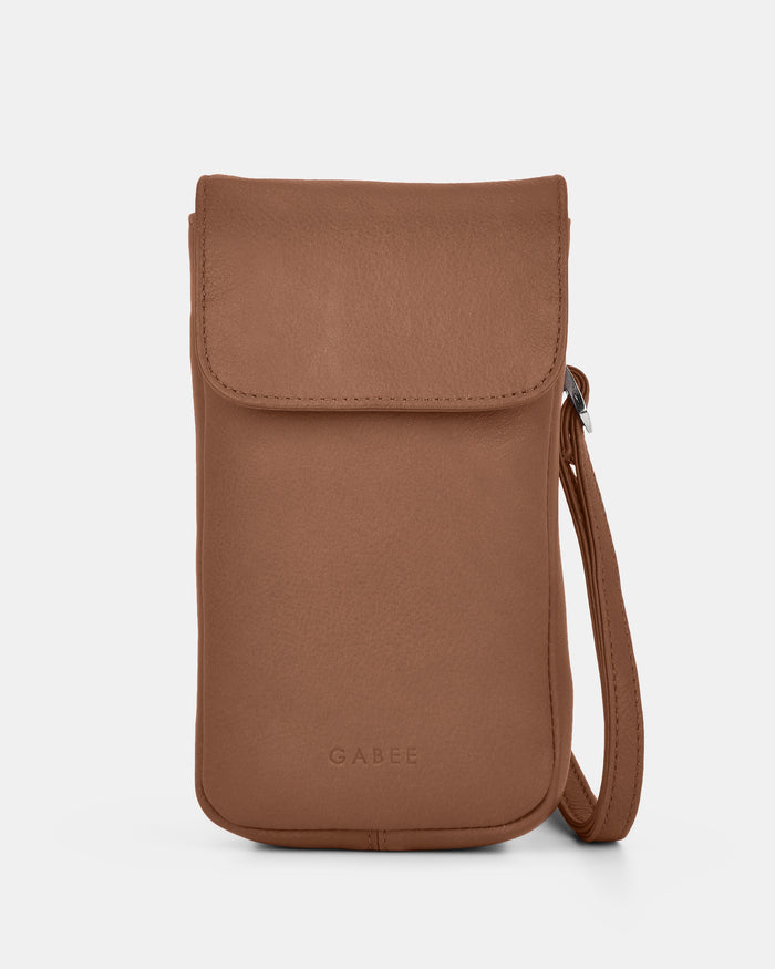 Allison Leather Mini Crossbody Phone Bag - Tan