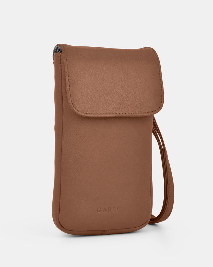 Allison Leather Mini Crossbody Phone Bag - Tan
