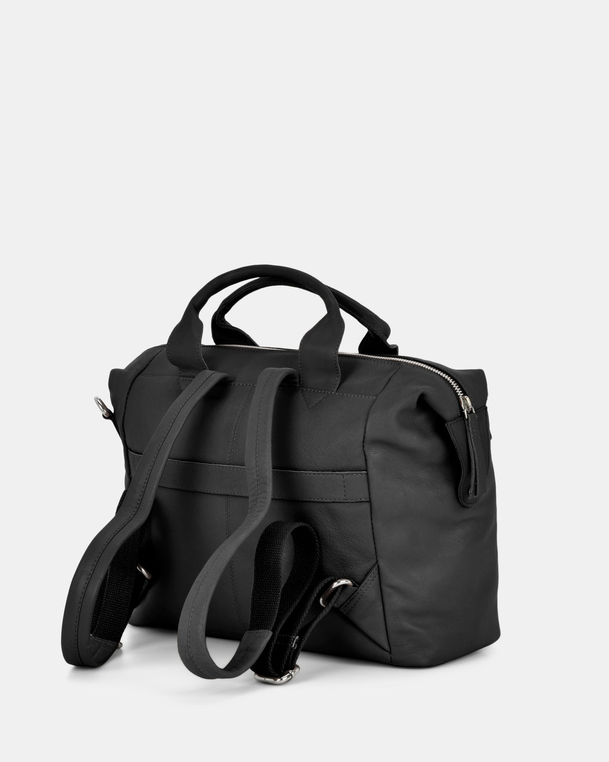 Lucy Leather 2-in-1 Convertible Handbag Backpack - Black