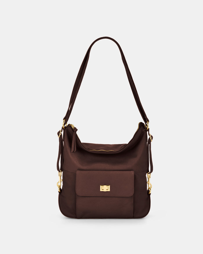 Lacey Leather 2-in-1 Convertible Handbag Backpack - Chocolate