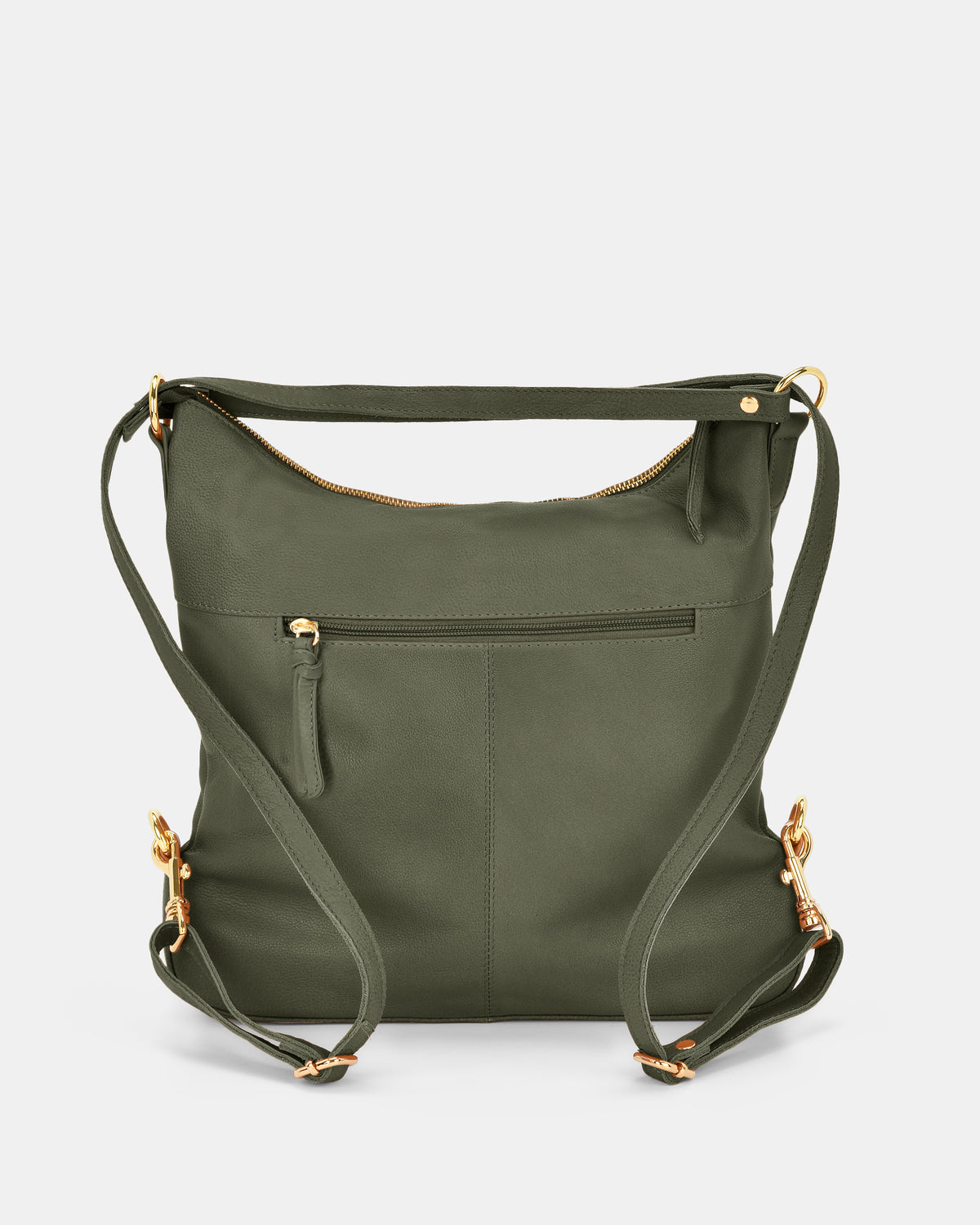 Lacey Leather 2-in-1 Convertible Handbag Backpack - Olive