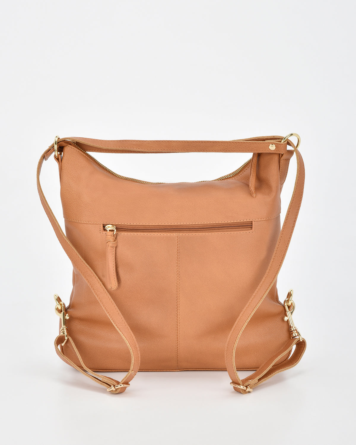 Lacey Leather 2-in-1 Convertible Handbag Backpack - Tan