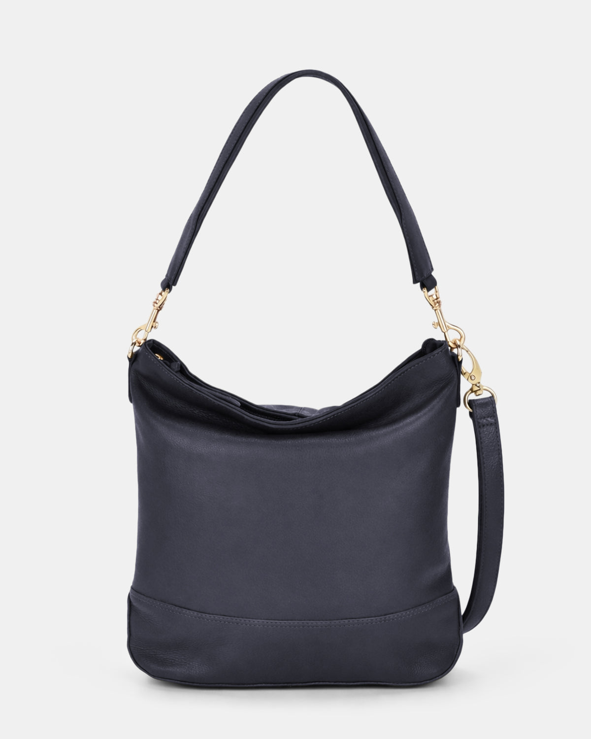 Cecilia Leather Bucket Shoulder Bag - Navy