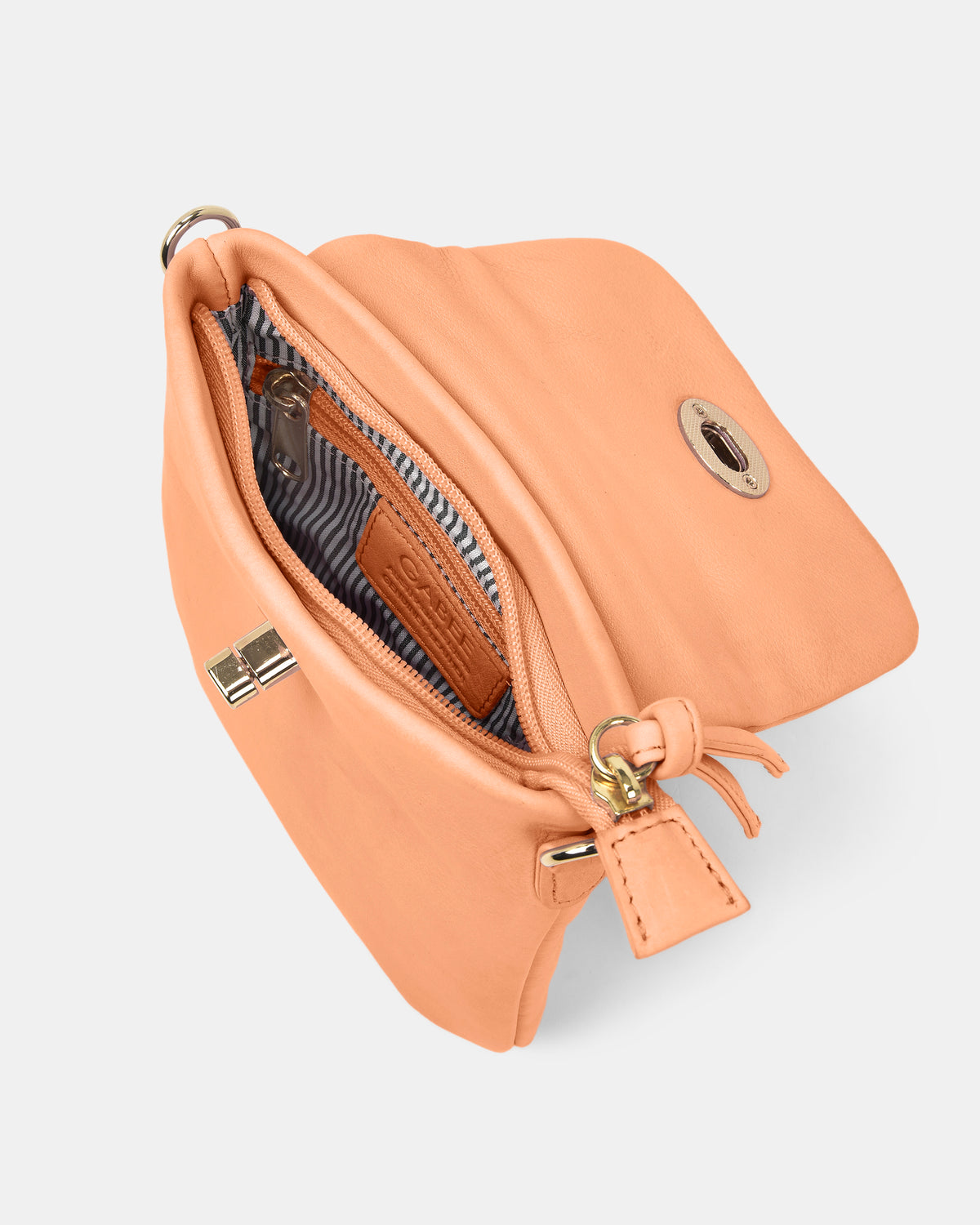 Janie Jnr Soft Leather Crossbody with Turnlock - Camel