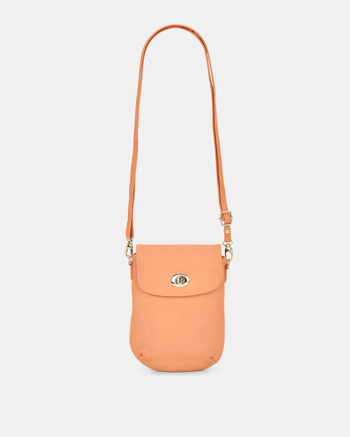 Janie Jnr Soft Leather Crossbody with Turnlock - Camel