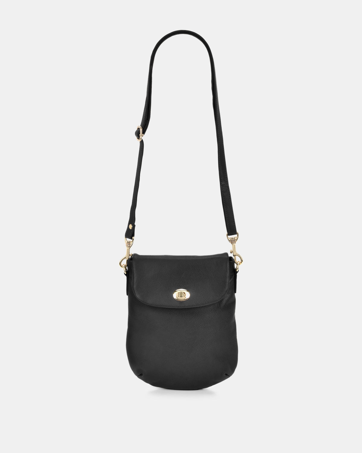 Janie Soft Leather Crossbody with Turnlock - Black