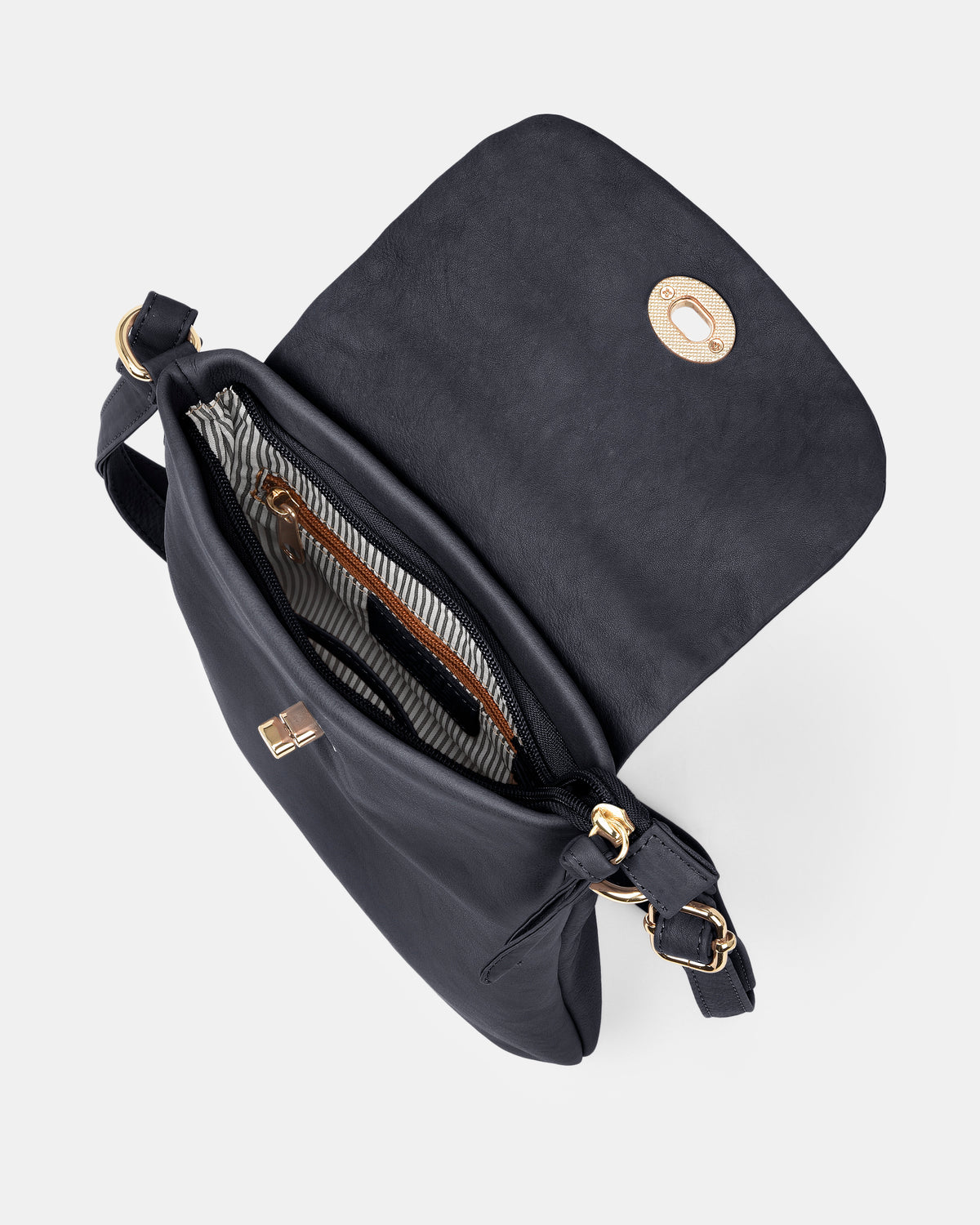 Janie Soft Leather Crossbody with Turnlock - Navy