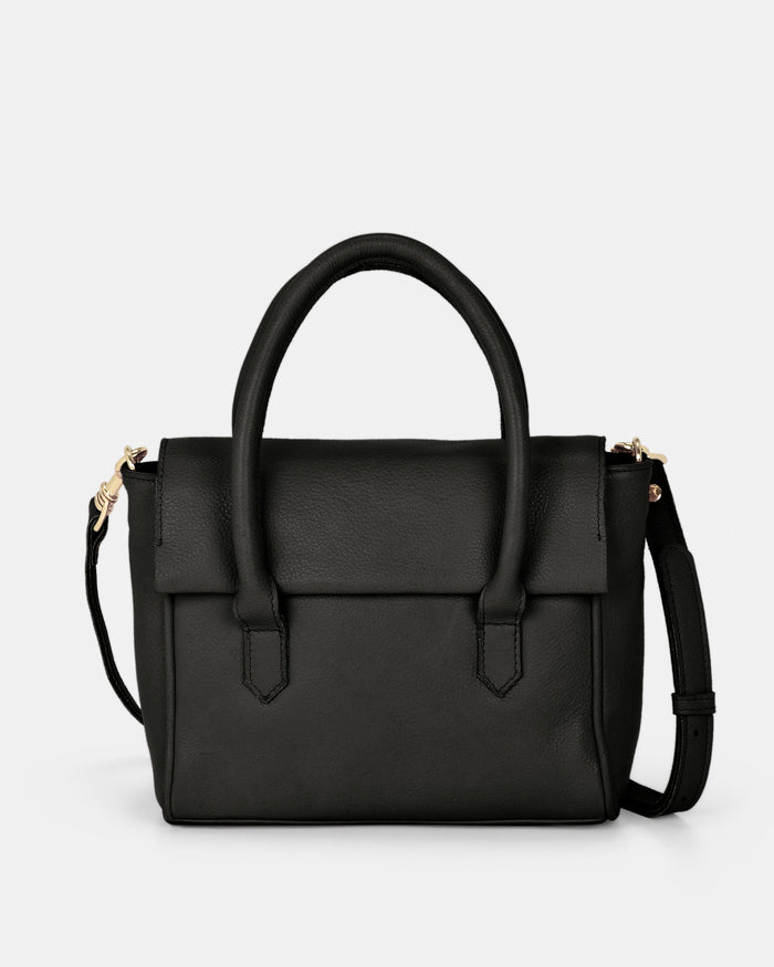Carrie Leather Mini Tote - Black
