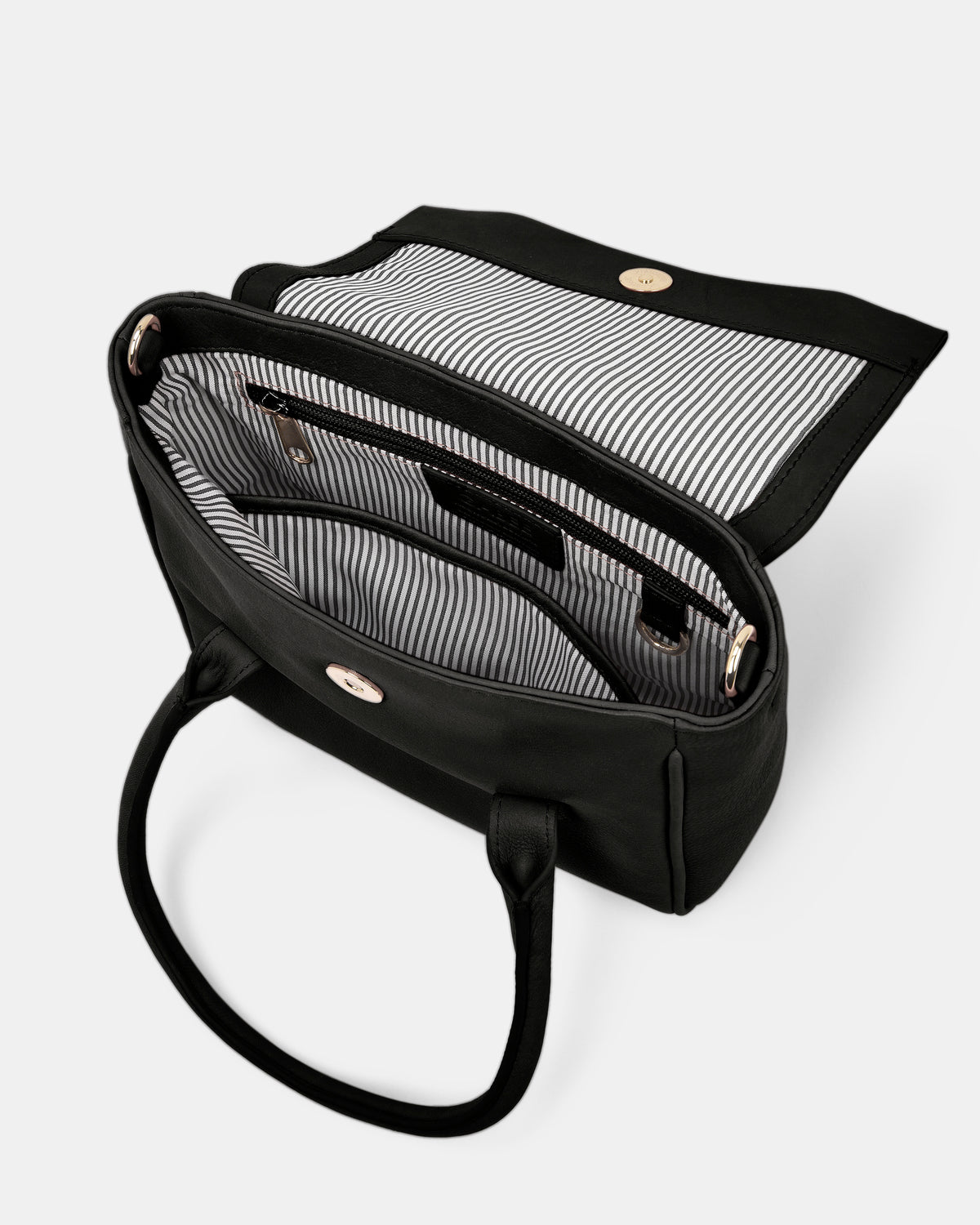 Carrie Leather Mini Tote - Black