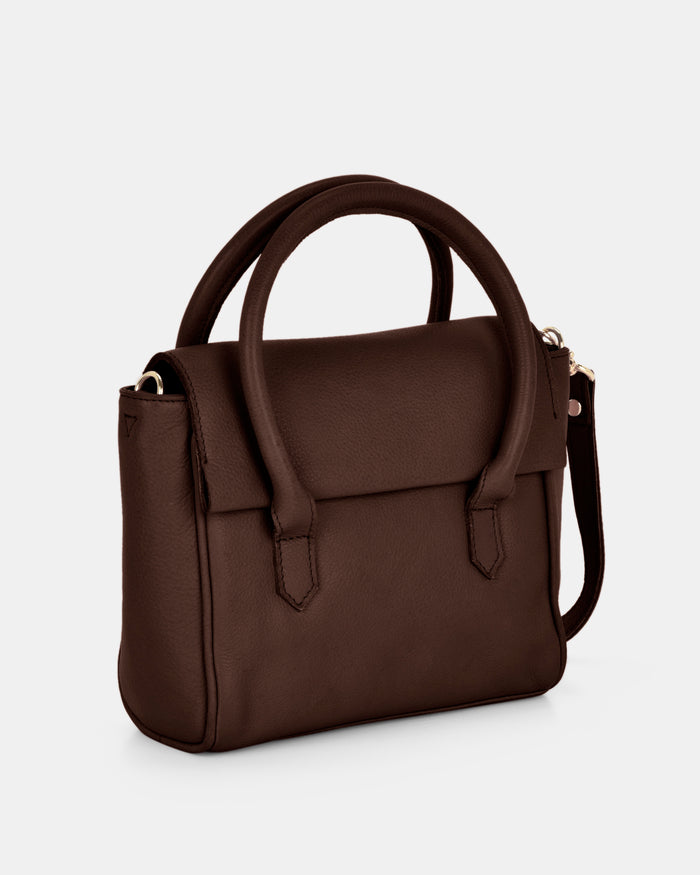 Carrie Leather Mini Tote - Chocolate