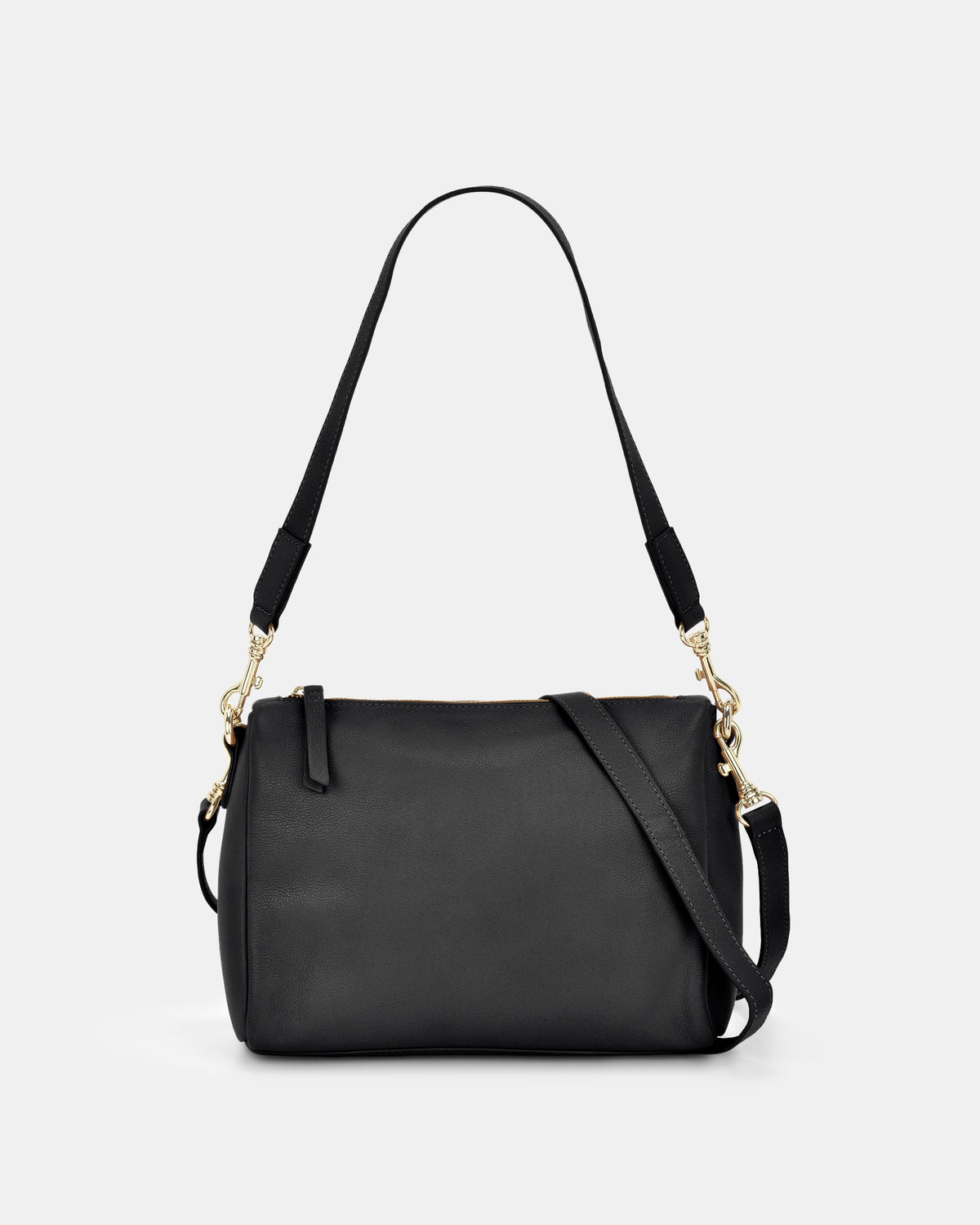 Jules Soft Leather Crossbody Shoulder Bag - Black
