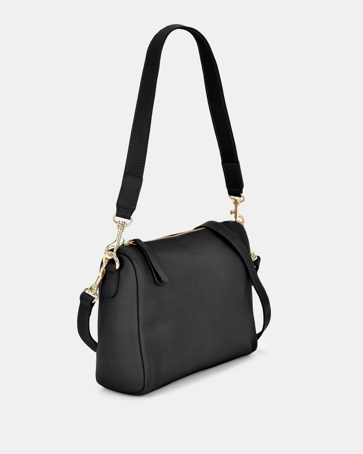 Jules Soft Leather Crossbody Shoulder Bag - Black