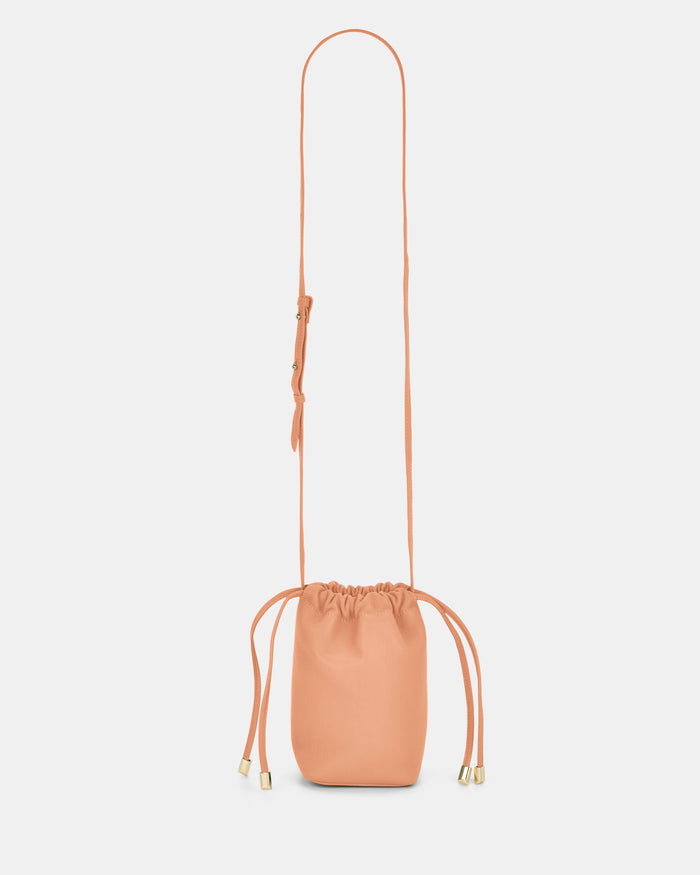 Susie Soft Leather Drawsting Crossbody - Camel