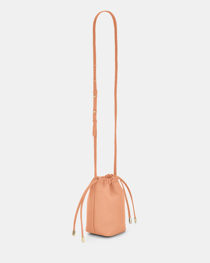 Susie Soft Leather Drawsting Crossbody - Camel