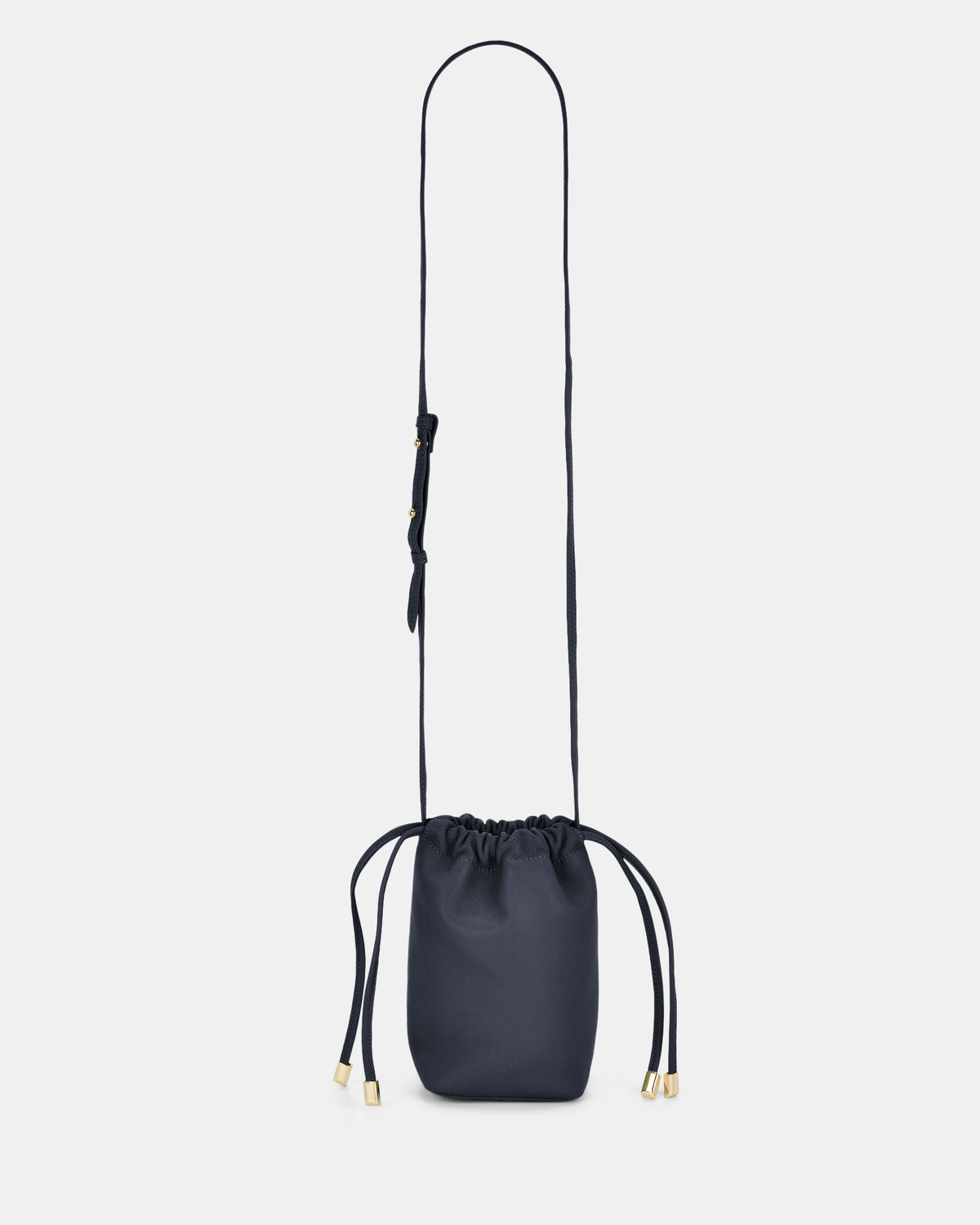 Susie Soft Leather Drawsting Crossbody - Navy