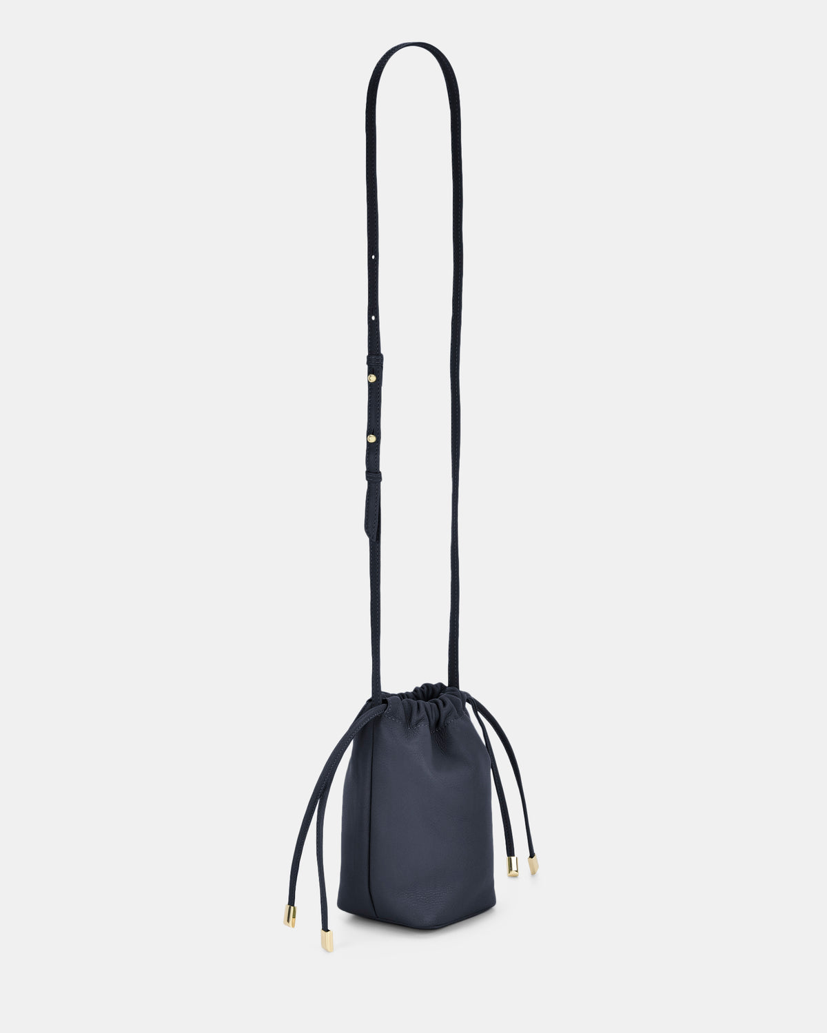 Susie Soft Leather Drawsting Crossbody - Navy