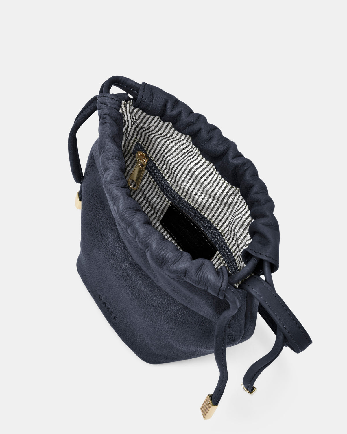 Susie Soft Leather Drawsting Crossbody - Navy
