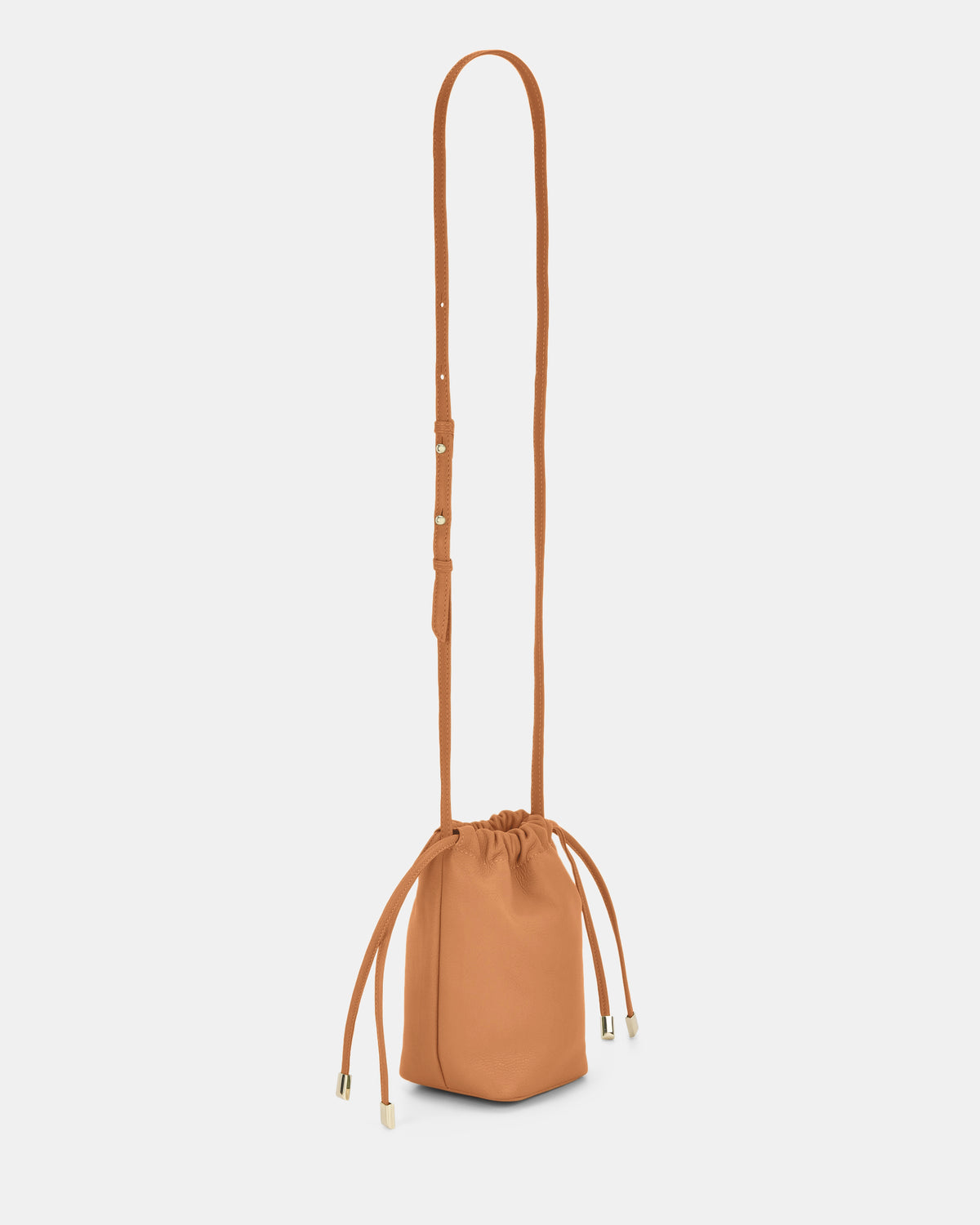 Susie Soft Leather Drawsting Crossbody - Tan