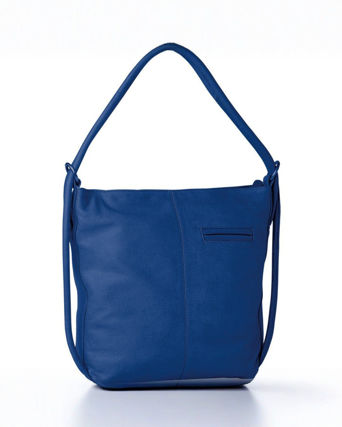 Indiana Leather Convertible Handbag Backpack - Large - Blue