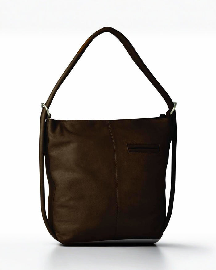 Indiana Leather Convertible Handbag Backpack - Large - Chocolate