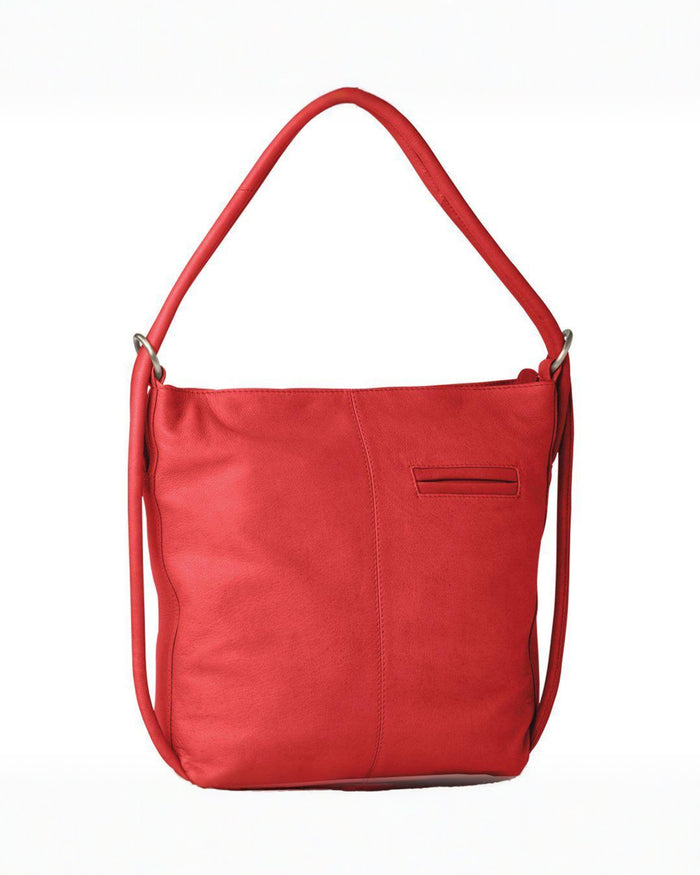 Indiana Leather Convertible Handbag Backpack - Large - Red