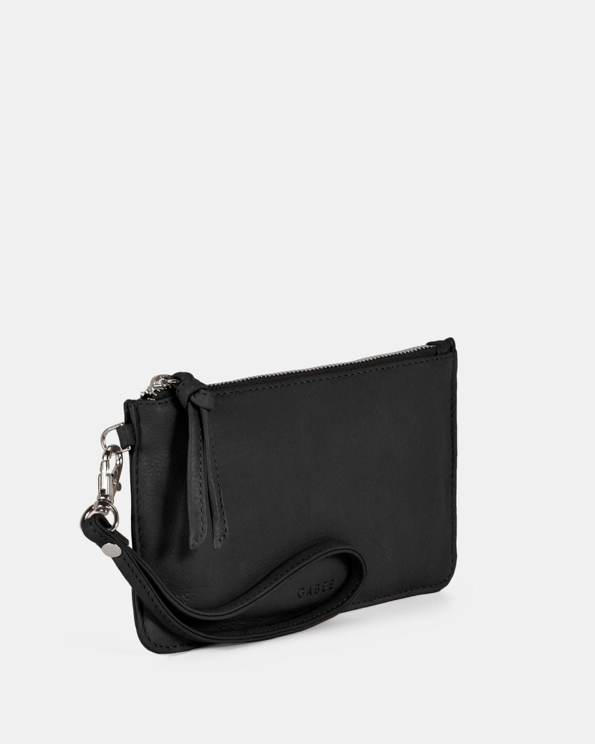 Abril Soft Leather Wristlet Purse - Black