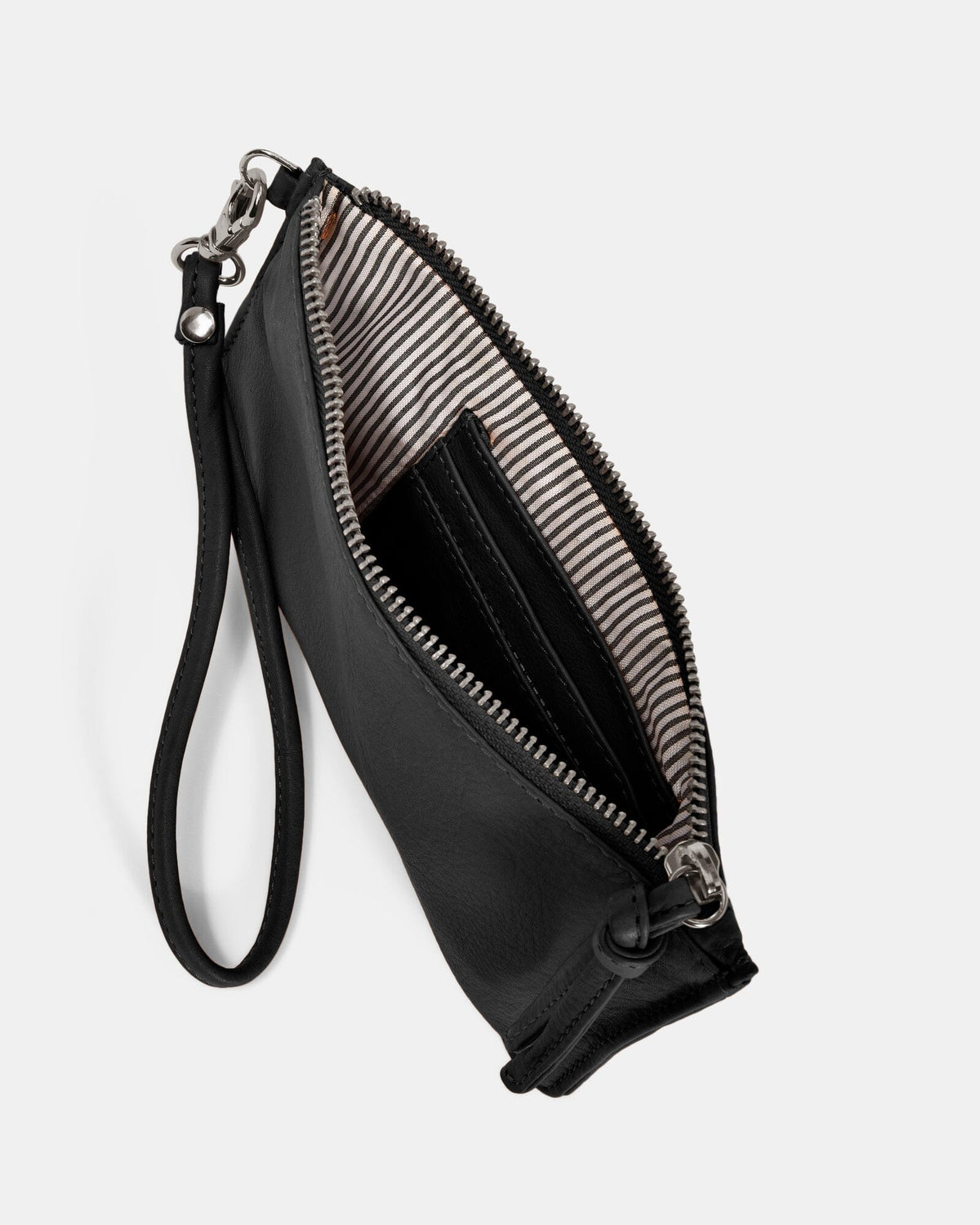 Abril Soft Leather Wristlet Purse - Black