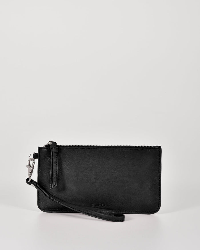 Abril Soft Leather Wristlet Purse - Black GABEE 