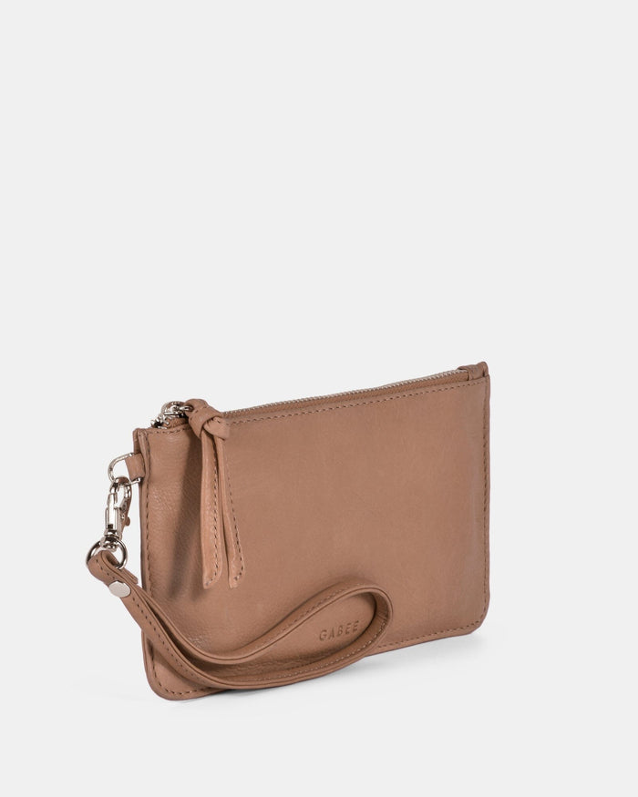 Abril Soft Leather Wristlet Purse - Camel