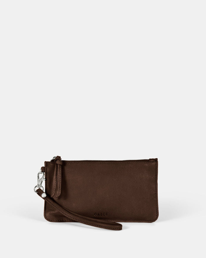 Abril Soft Leather Wristlet Purse - Chocolate