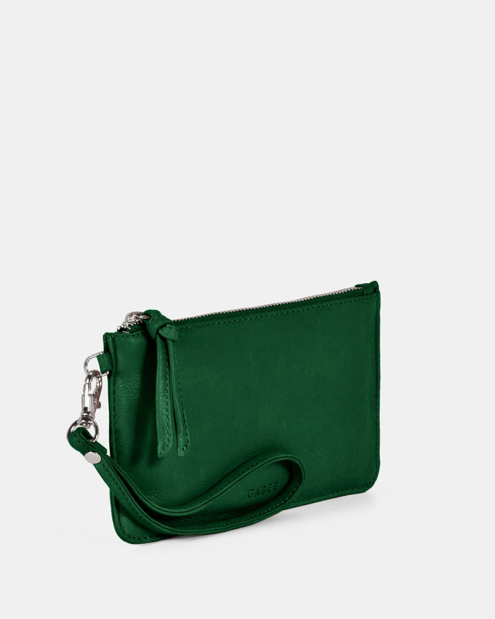 Abril Soft Leather Wristlet Purse - Forest