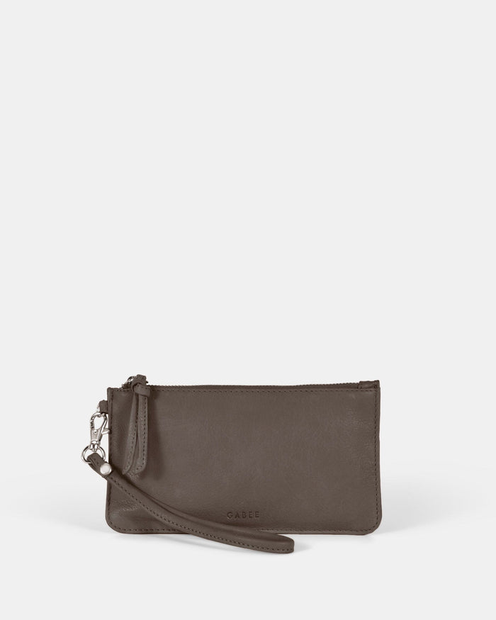 Abril Soft Leather Wristlet Purse - Grey