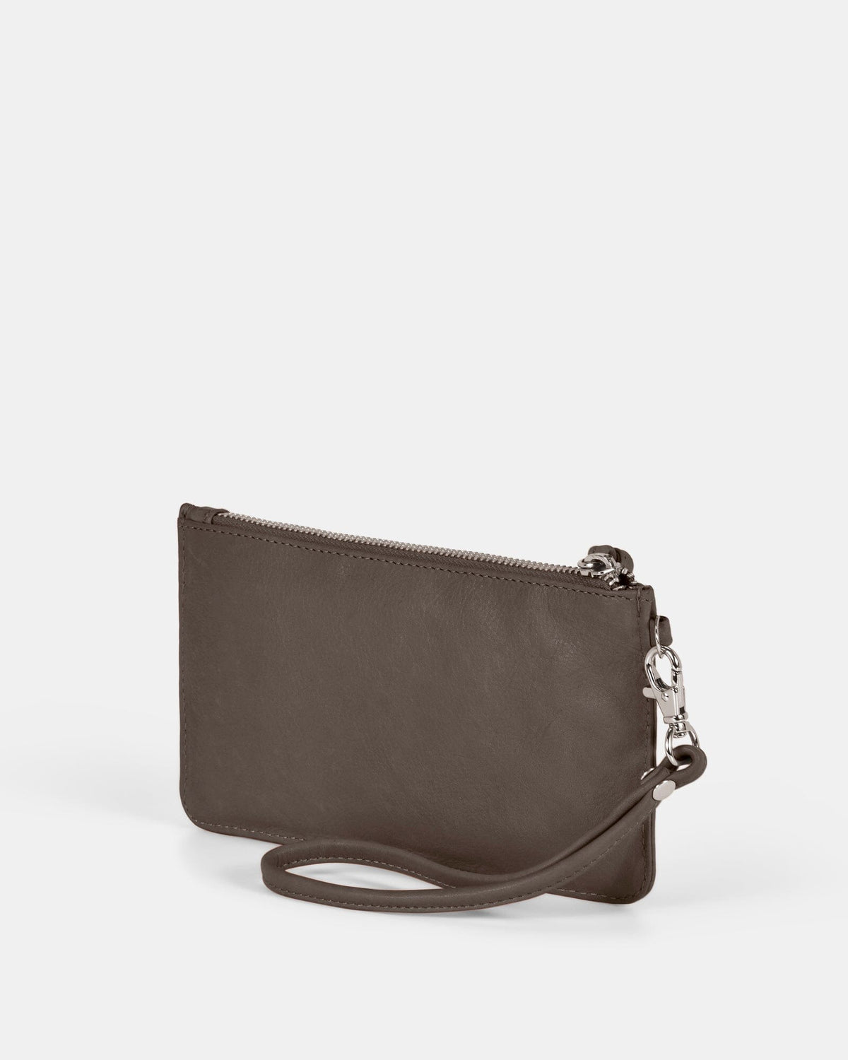 Abril Soft Leather Wristlet Purse - Grey