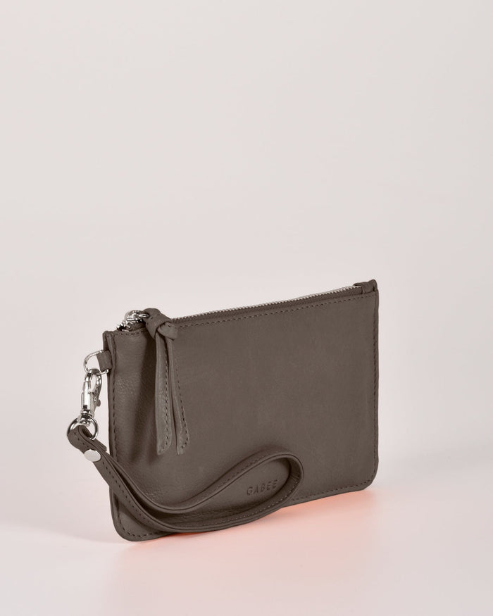 Abril Soft Leather Wristlet Purse - Grey