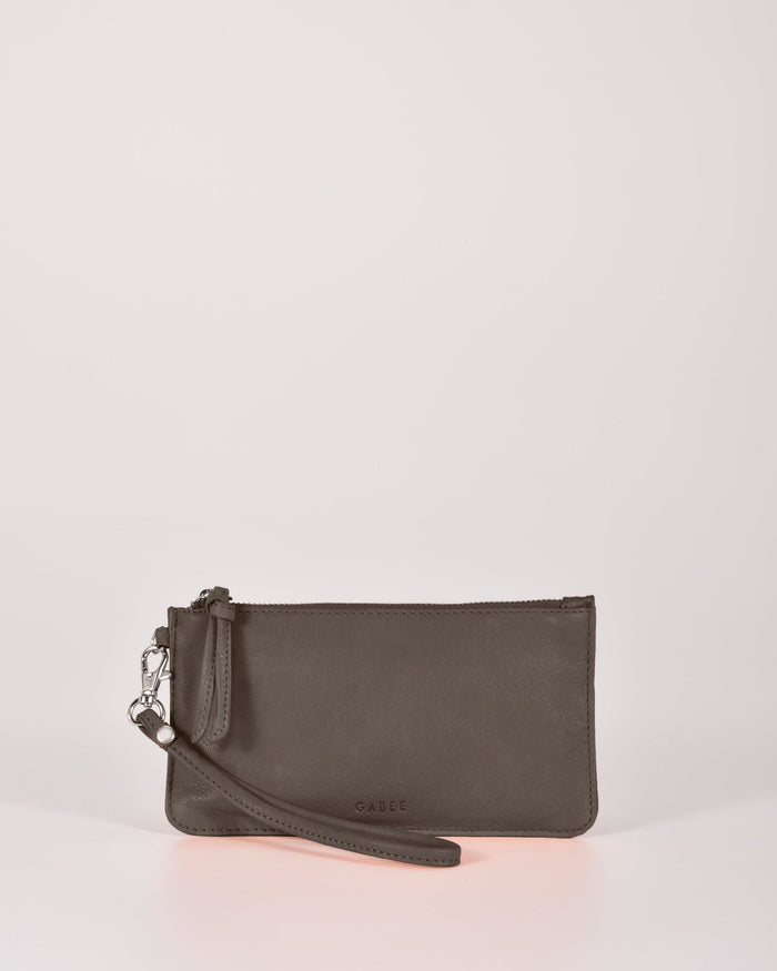 Abril Soft Leather Wristlet Purse - Grey