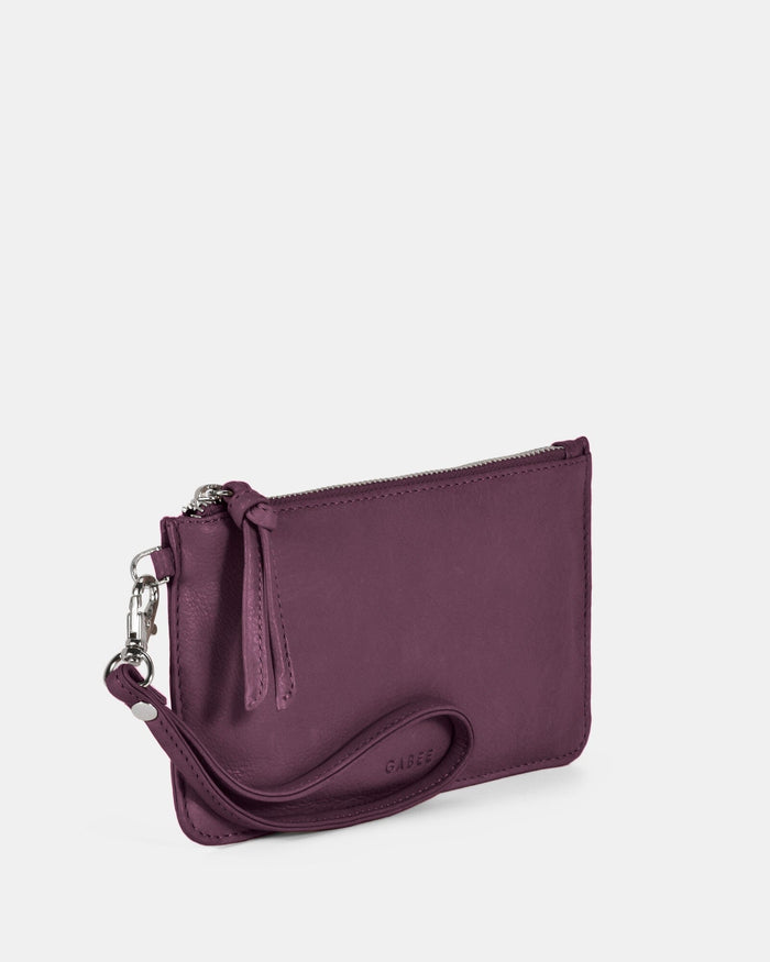 Abril Soft Leather Wristlet Purse - Mulberry