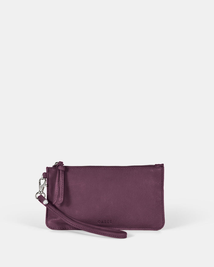 Abril Soft Leather Wristlet Purse - Mulberry